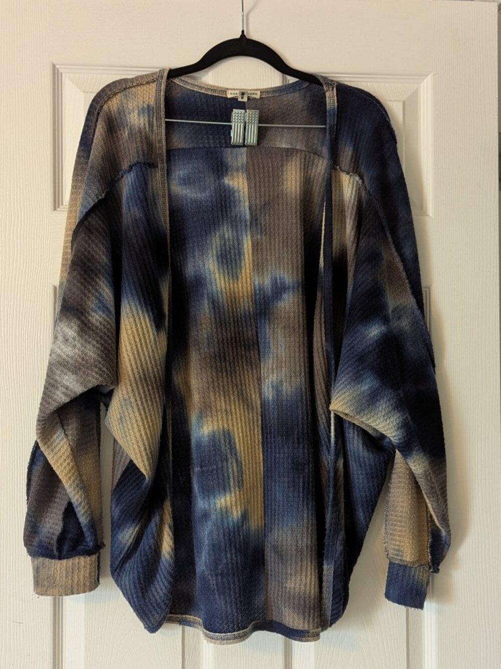 Earthbound Trading Co - Tie Dye Waffle-Knit Boho Cardigan (S/M)